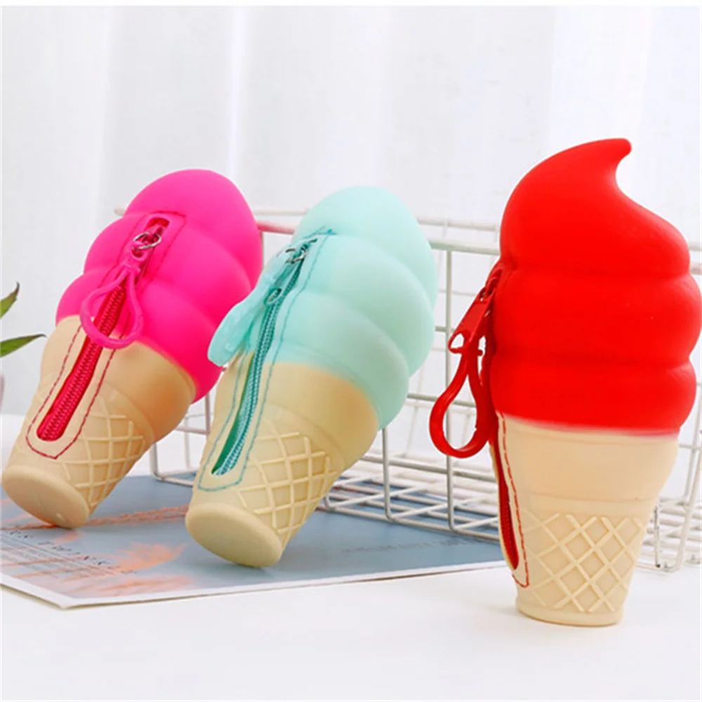 Cute Wallet Kawaii Ice Cream Candy Color Silicone Coin Purse Jelly Coin Purse Key Wallet Earphone Organizer Storage Box Pocket