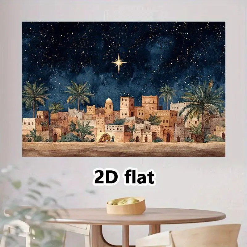 VIKAMA Nativity Bethlehem Star Holy Night Yuletide Tapestry Sacred Religious Wall Blanket Decor Home Accent Elegant Soft Durable
