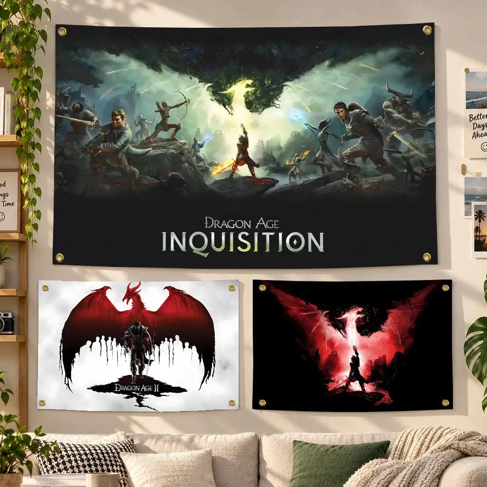 Game Dragon Age RPG Flags Personalized Banner Flag Room Dorm Camping Picnic Garage Bar Outdoor Wall Decor