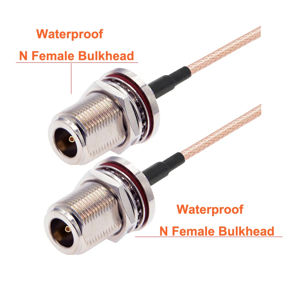 BEVOTOP N Type Panel Mount 4-Hole Flange Female to Female RG316 Cable Adapter 50Ohm Low Loss RF Coaxial Antenna Extension Jumper