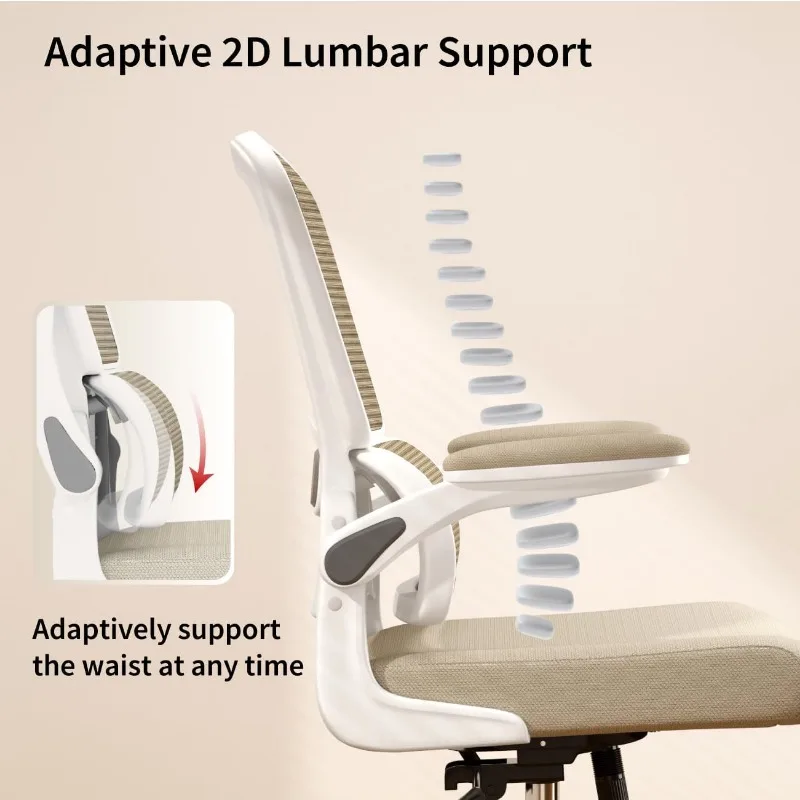 Ergonomic Office Chair, - Thick Cushion Adjustable Height Computer Chairs with Lumbar Support and Flip-up Armrests