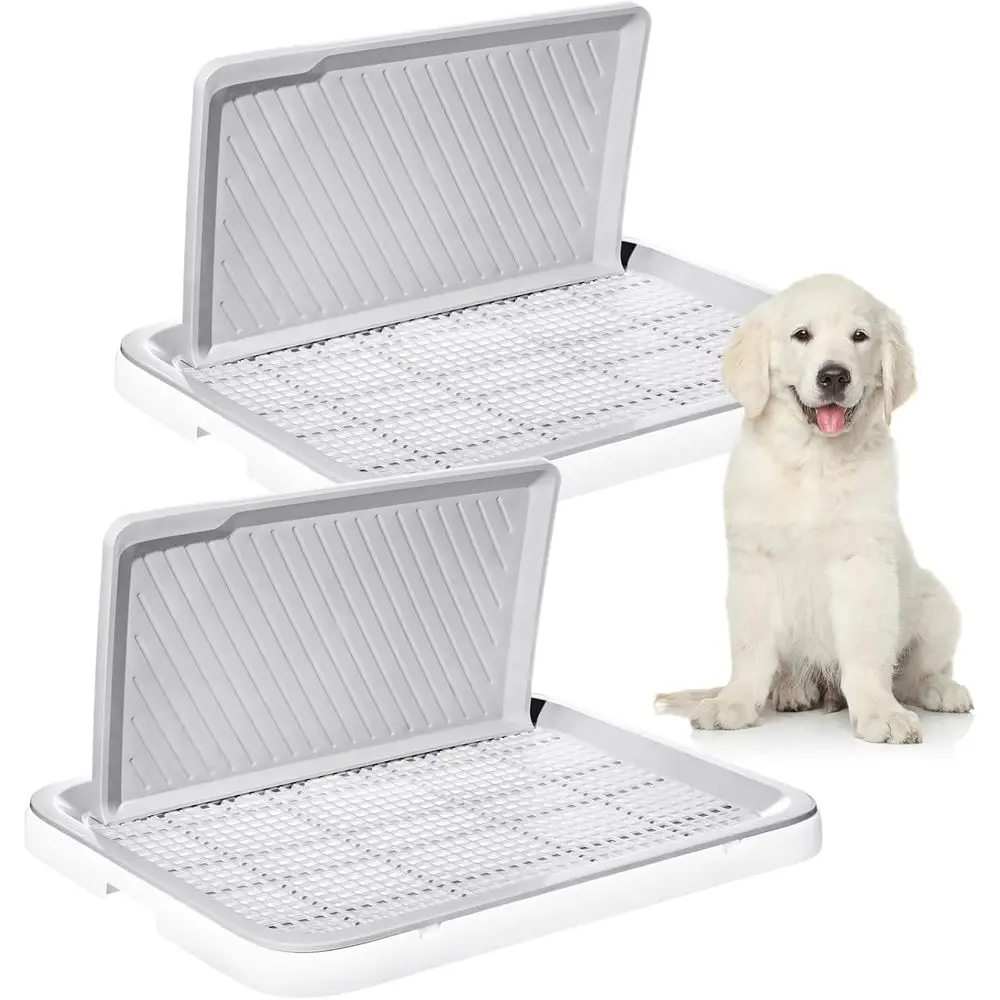 

Portable Indoor Dog Toilet with Removable Splash Guard, Mesh Training Toilet, Pee Pad Holder, Suitable for Puppies (25.6 x 19.3