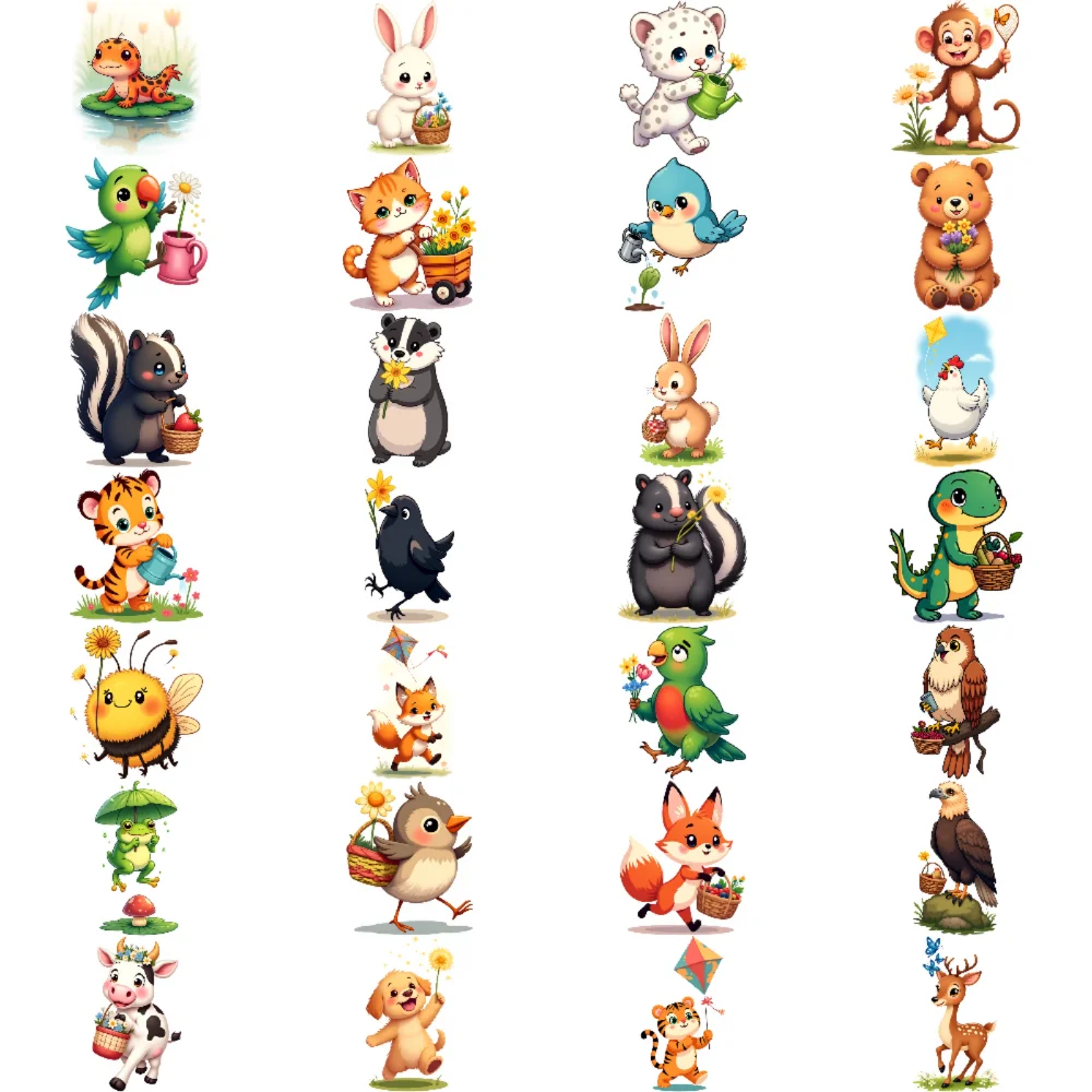 28pcs Cute Cartoon Temporary Tattoos Waterproof Body Tattoo Stickers Animals Spring Outing Boys Girls Arms Shoulders Fake Tattoo