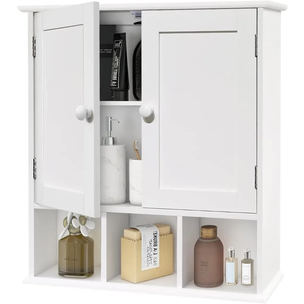 Bathroom Cabinets.Bathroom Wall Cabinet with2Door Adjustable ShelvesOver The Toilet Storage White Wall Mounted Medicine Cabinets