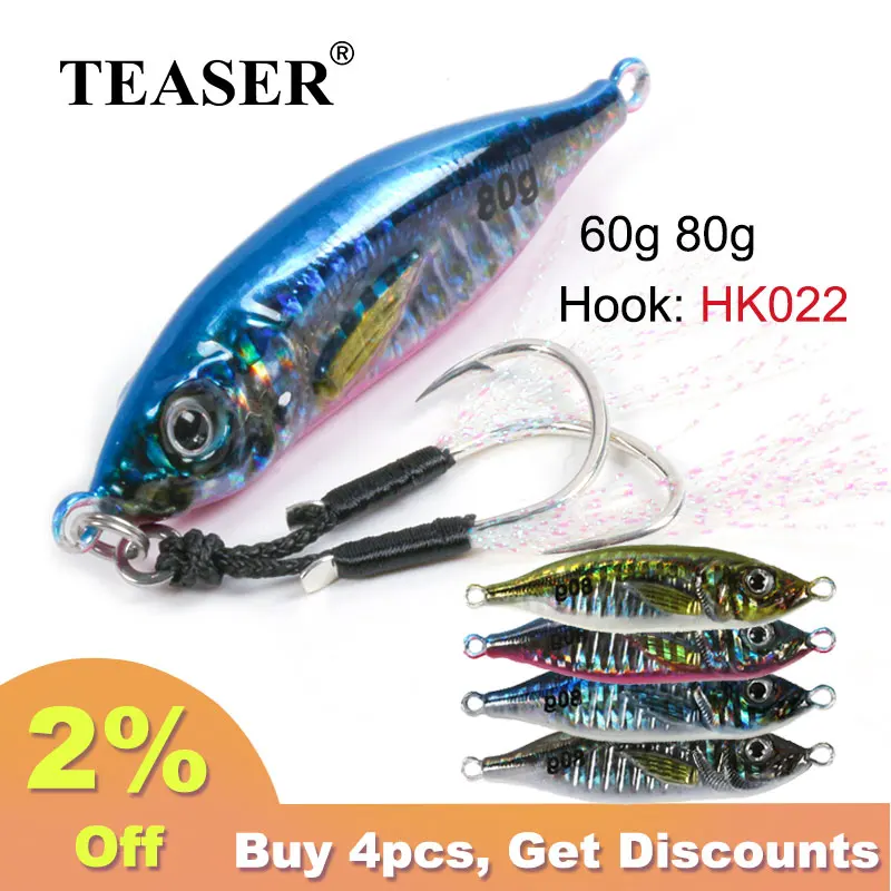 

TEASER J93 60g 80g 3D Printing Little Jack VIB Slow Metal Jig Trout Tuna Bass Shore Casting Jigging Spoon Sea Fishing Jig Lure