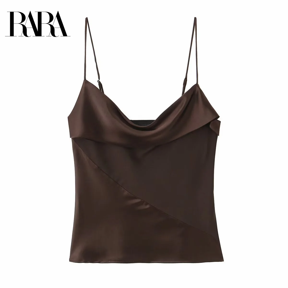 

RARA2025 autumn new women's casual fashion temperament simple slim suspenders splicing satin texture underwear top