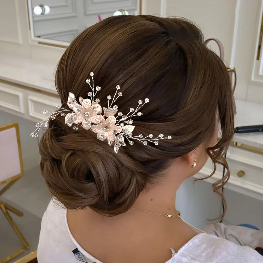 DZ196 Flower Wedding Bridal Hair Comb Handmade Women Hair Pins Party Hair Jewelry Pageant Hair Ornament Party Girl Headwear