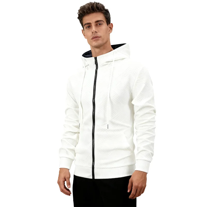 الخريف الشتاء الرجال البلوز سترة طويلة الأكمام هوديي كامل سستة إغلاق سترة الذكور هوديس البلوز سليم صالح الذكور الملابس #2