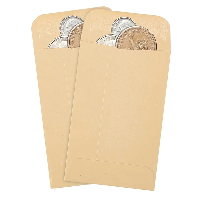 Envelopes de dinheiro marrom auto-vedantes, envelope de dinheiro para festival de ano novo, pequenos malotes de dinheiro kraft para orçamento e presentes com 10 peças