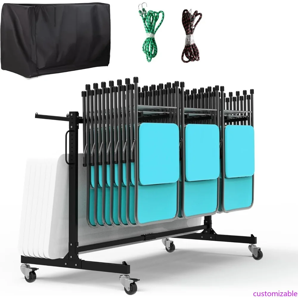 

Sturdy Folding Chair Storage Cart with Swivel Wheels, 660 lbs Capacity for 12 Tables or 42 Chairs, Suitable for Chair and Table
