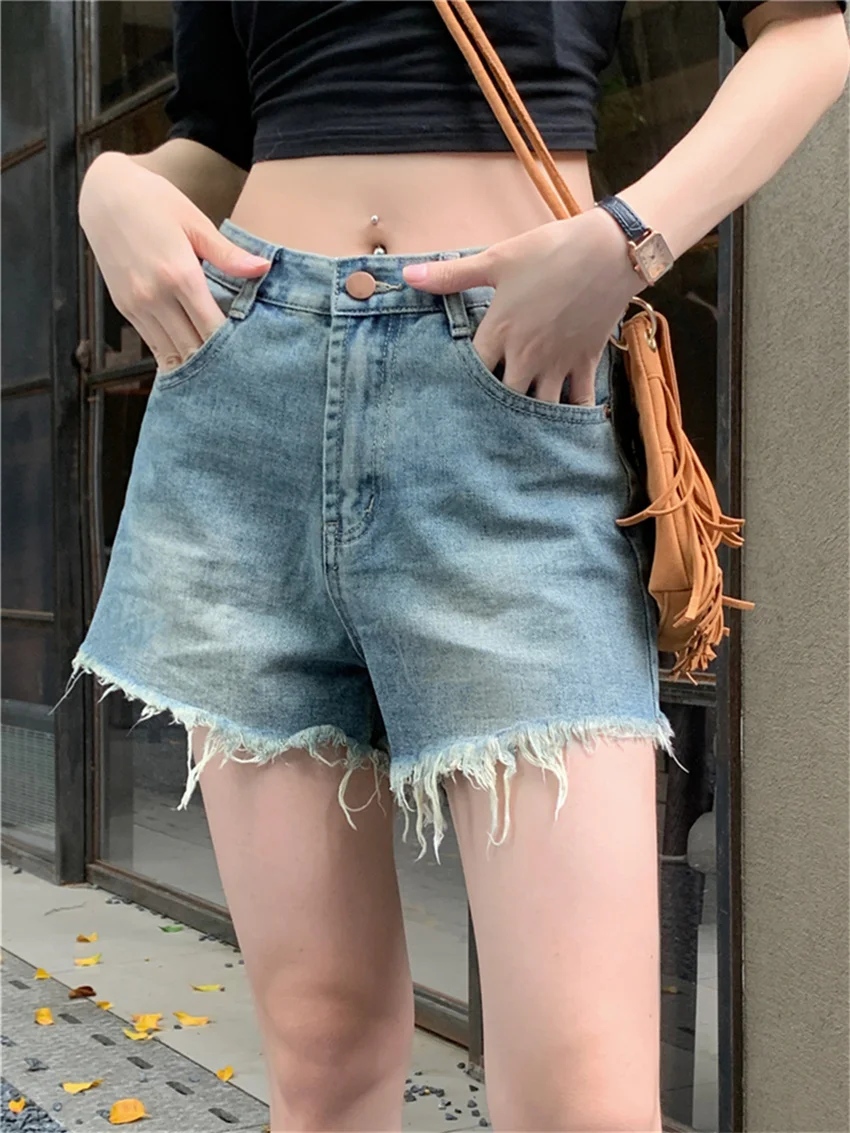 

PLAMTEE Sexy New Arrival Shorts Women OL Chic Summer Denim Streetwear Slim Prom Jeans Stylish 2023 Daily Casual Wide Leg