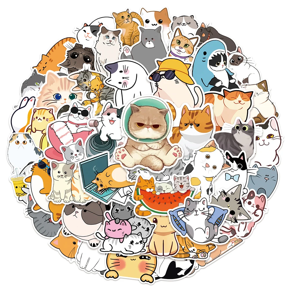 10/30/50 sztuk Kawaii Cat Kitty naklejki śliczne naklejki ze zwierzętami dla dzieci zabawki księga gości Laptop telefon stacjonarny gitara walizka naklejki samochodowe
