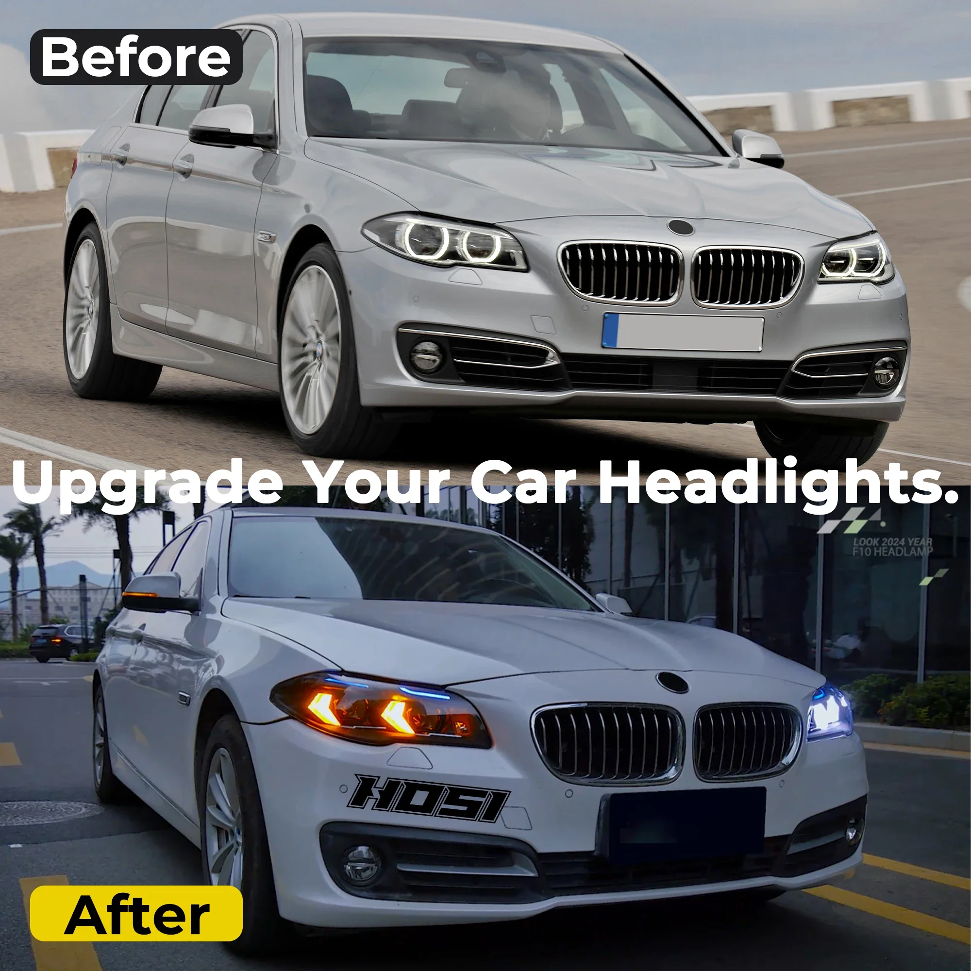 HOSI Upgrade Autozubehör LED-Scheinwerfer für F10 Scheinwerfer F18 Scheinwerfer 2011-2017 5er-Serie Autobeleuchtungssysteme