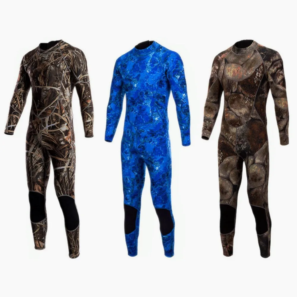 Camouflage neoprene wetsuit 3MM thick cold-proof and warm free deep diving fishing and hunting diving suit one-piece surfing.