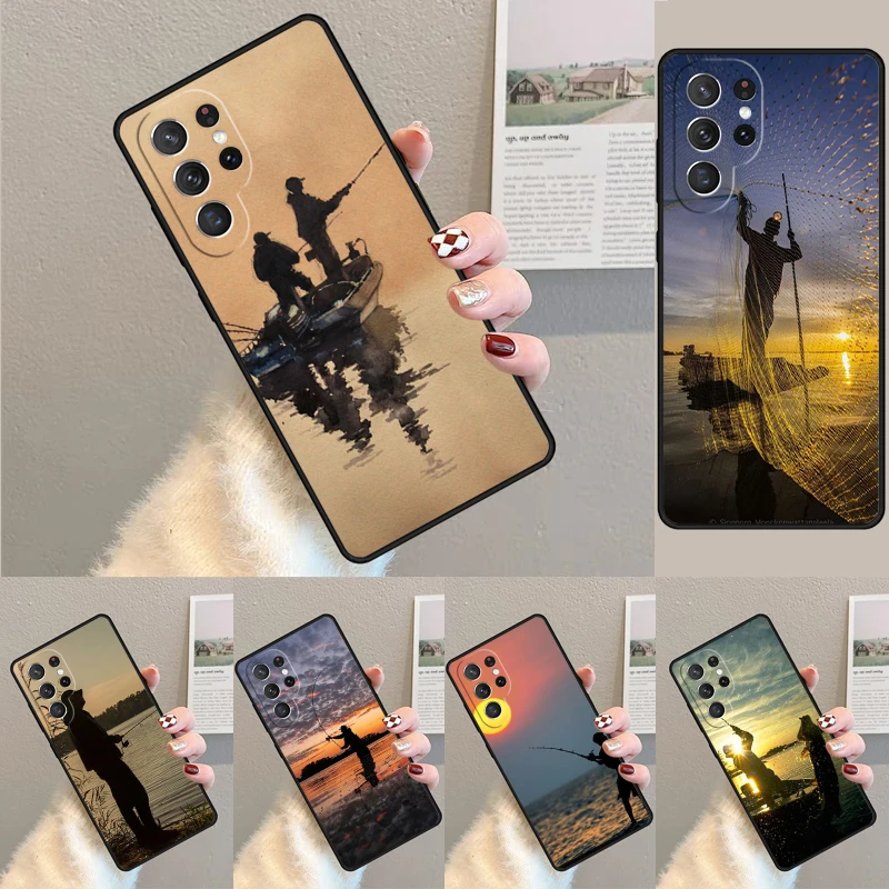 Fishing Fisherman phone case Cover For Samsung Galaxy S24 Ultra S21 S22 Ultra S8 S9 S10E Note 10 Plus Note 20 FE S23