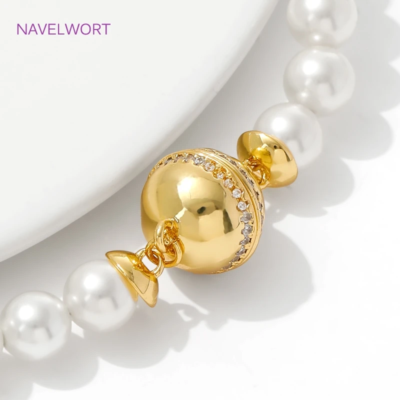 

18K Gold Plated Round Strong Magnetic Clasps For Bracelet Making,Brass Magnet End Clasp Connectors,DIY Jewelry Making Supplies