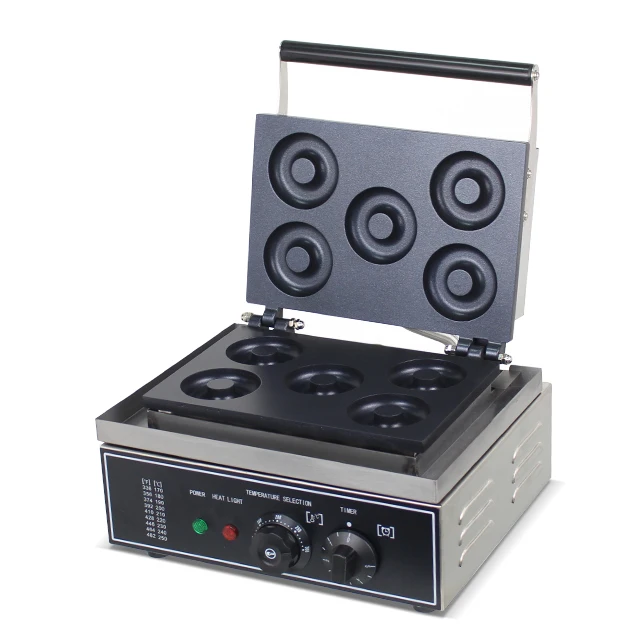 الكهربائية التجارية وجبة خفيفة آلة دونات صغيرة الوجبات السريعة 5 قطعة ماكينة صنع الكعك دليل صانع دونات الوافل