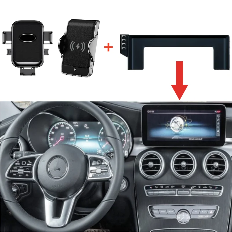 

Car Phone Holder For Mercedes-Benz C Class W205 2019 - 2022 GLC X253 2020 -2022 10.25 inch Screen Fixed Base Navigation Bracket