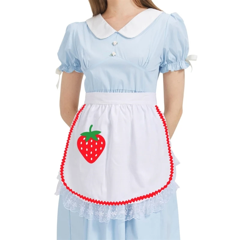 E15F Feminine Ruffled Smock In Pleasant Fruit Theme Rapiddry Polyester Practical Homewear
