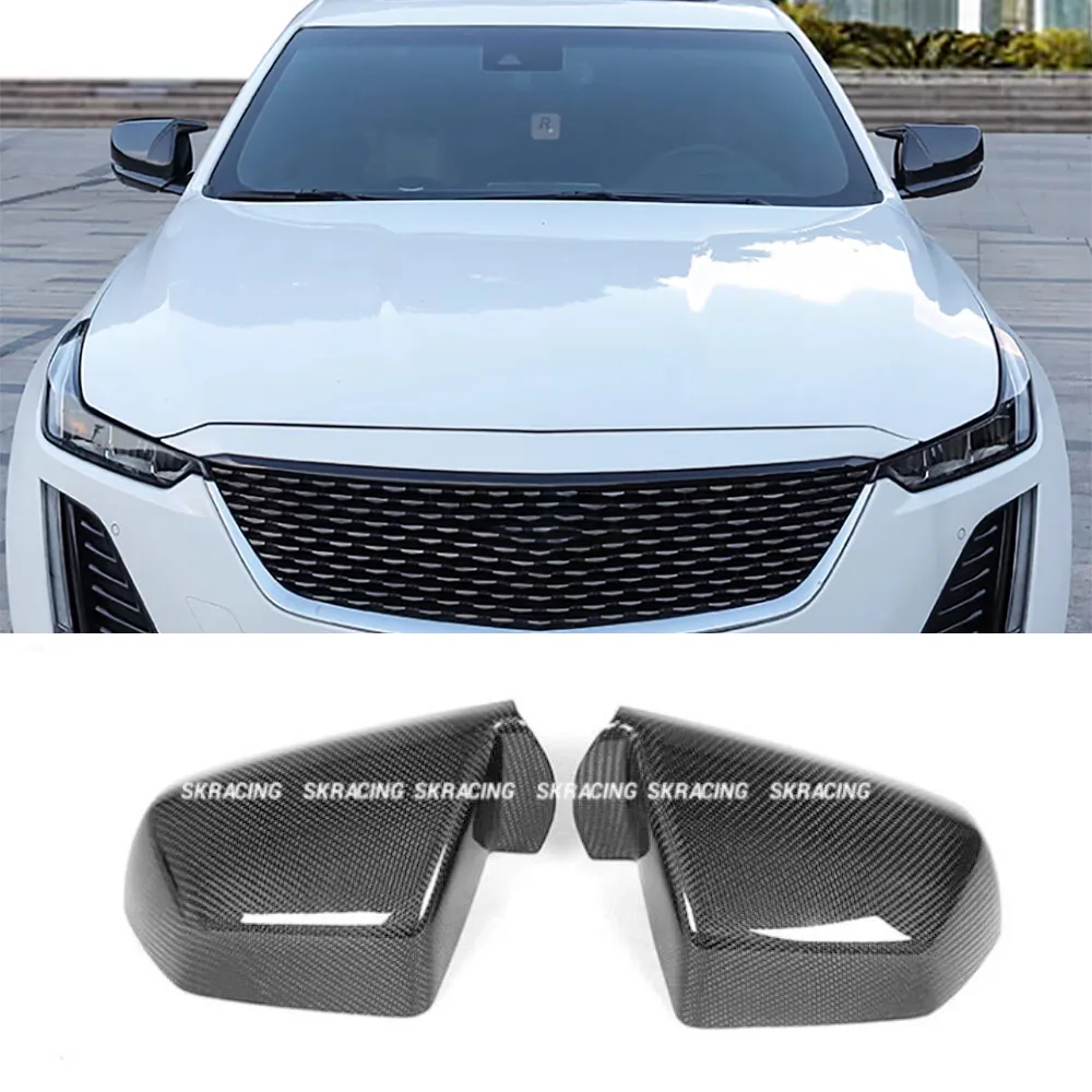 

2PCS For 2009-13 Cadillac CTS Carbon Fiber Rearview Side Door Mirror Cover Caps