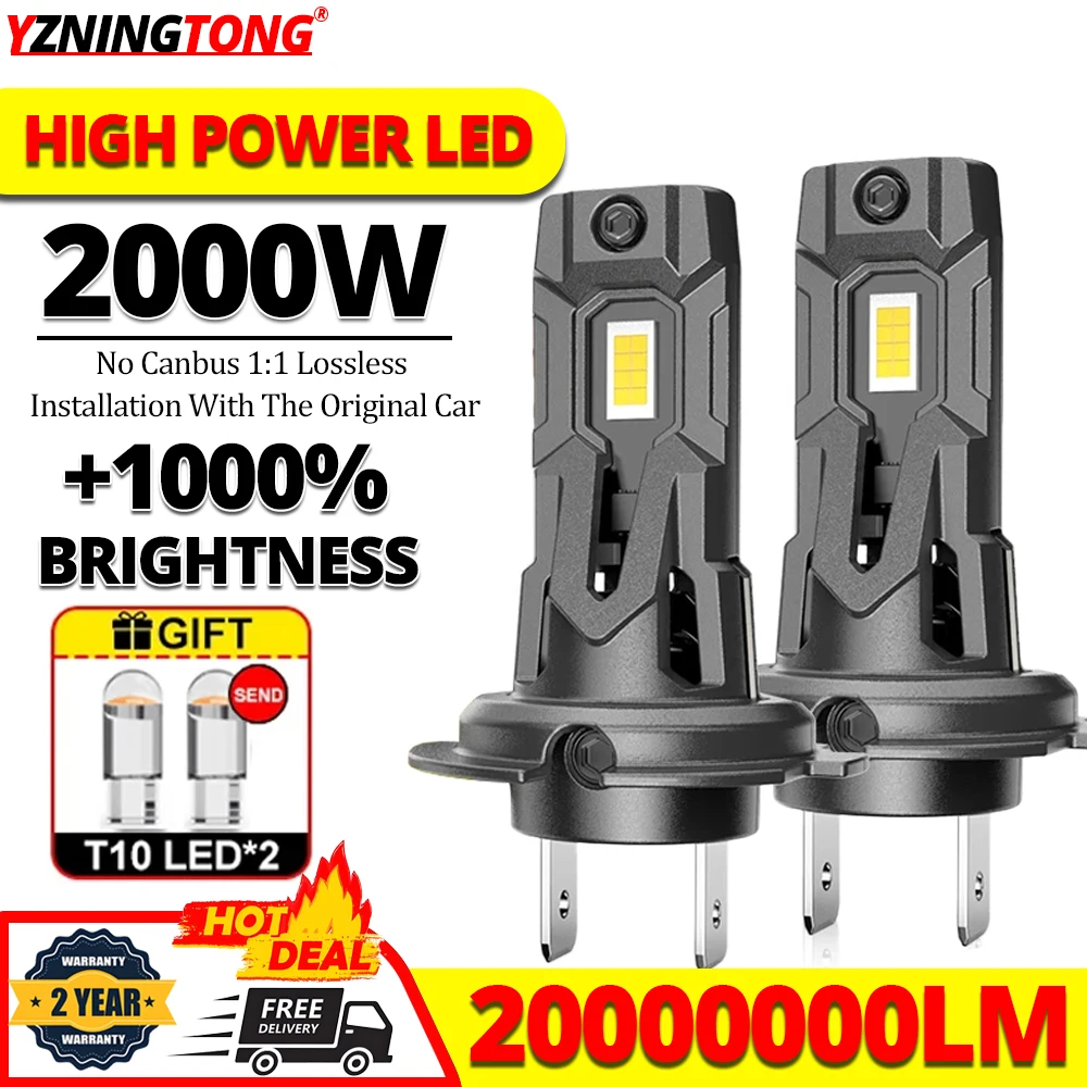 

H7 LED Lights Bulb CANBUS for Car 2000W Auto Motorcycle Led Headlights H4 Automobile Fog Lamp with Fan Plug&Play 12V 2000000LM