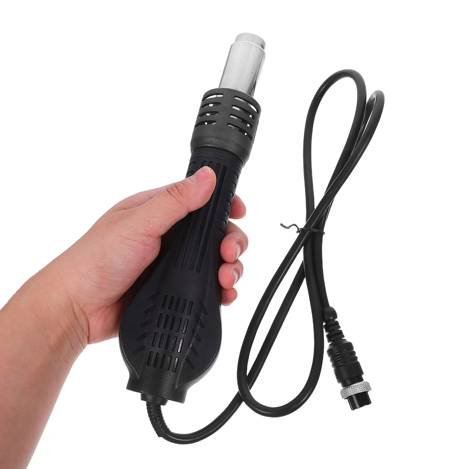 Hot Air Soldering Handle Black Rubber Grip Heat Resistant Copper Core for Rework Station Replacement Precision Hot Air Blower