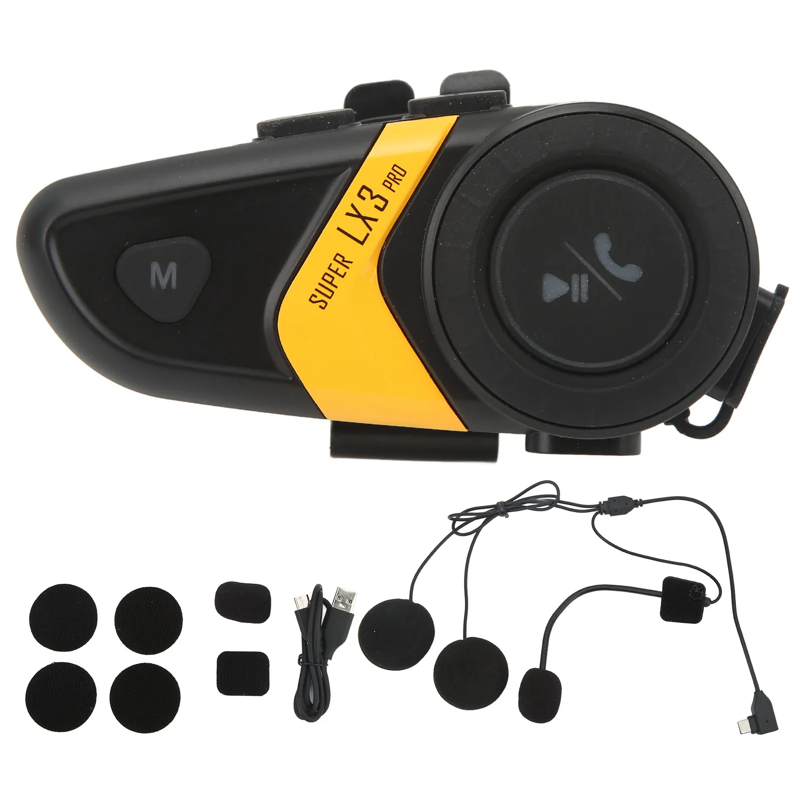 

Motorcycle Helmet Headset Bluetooth 5.0 500m Range Hands Free Call Universal Communication System