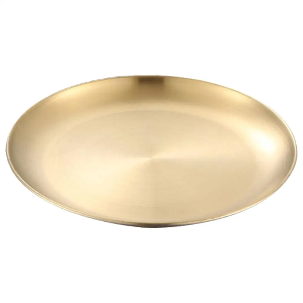 

6pcs Golden Tray 14cm Stainless Steel Food Serving Plates for Parties Dessert Cake Fruit Platter Banquet Household