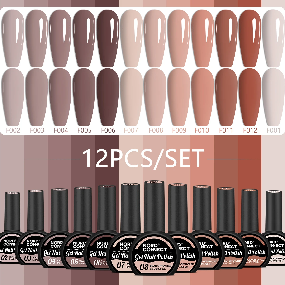 Il set di smalti per unghie gel da 12 pezzi da 8 ml include smalto per unghie gel nudo rosso rosa LED per la casa salone di nail art abbinamenti di colori fai da te rimovibili