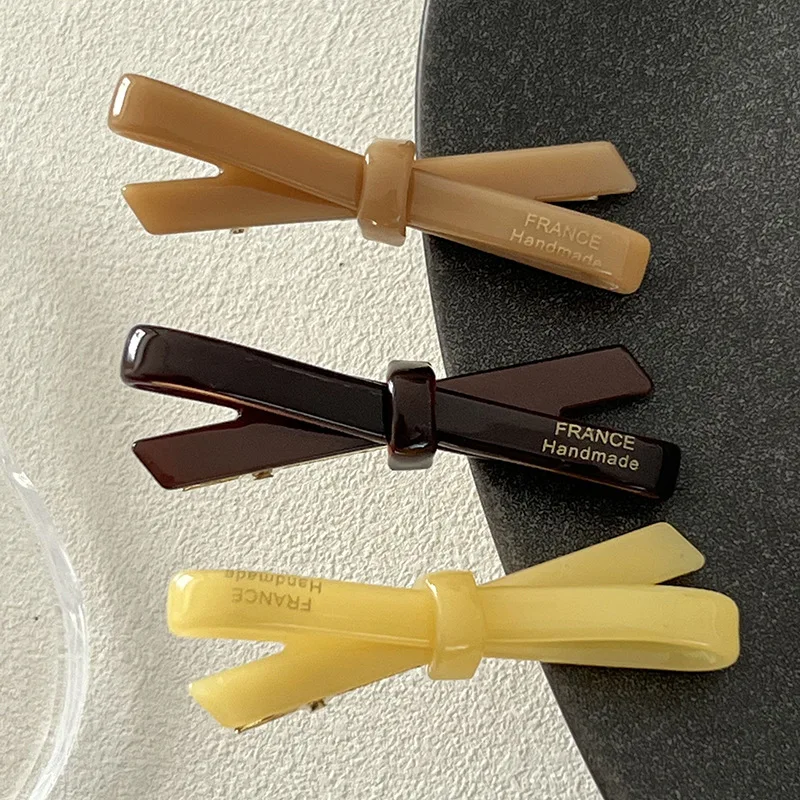 Small fresh acetate side hairpin side clip design sense cross bow duckbill clip bangs clip Korean version