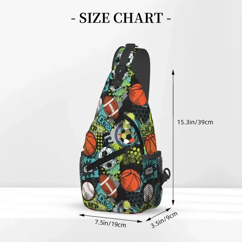 أزياء البيسبول كرة السلة كرة القدم نمط حبال أكياس للسفر الرجال الصدر حقيبة كروسبودي الكتف Daypack #3