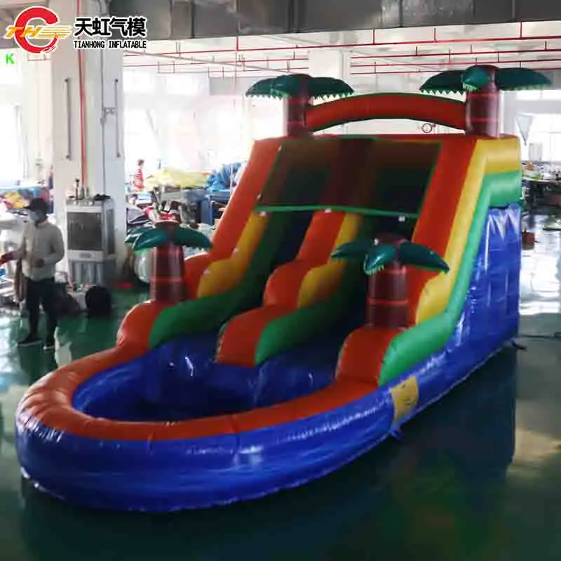 6x2,5x3m aufblasbare kommerzielle Palmen-Wasserrutsche mit Pool-Endstück für den Sommer-Garten
