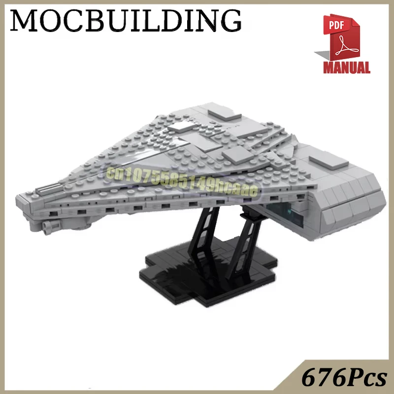 1:1455 Scale Fire-Class Cruiser with Stand Bricks Model MOC Building Blocks Spaceship Carrier Construction Toys Gift