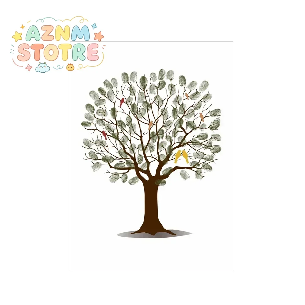 Wedding Fingerprint Tree Canvas Wall Art Poster Guest Book Alternative Marriage Souvenir Gift for Engagement Party Reception
