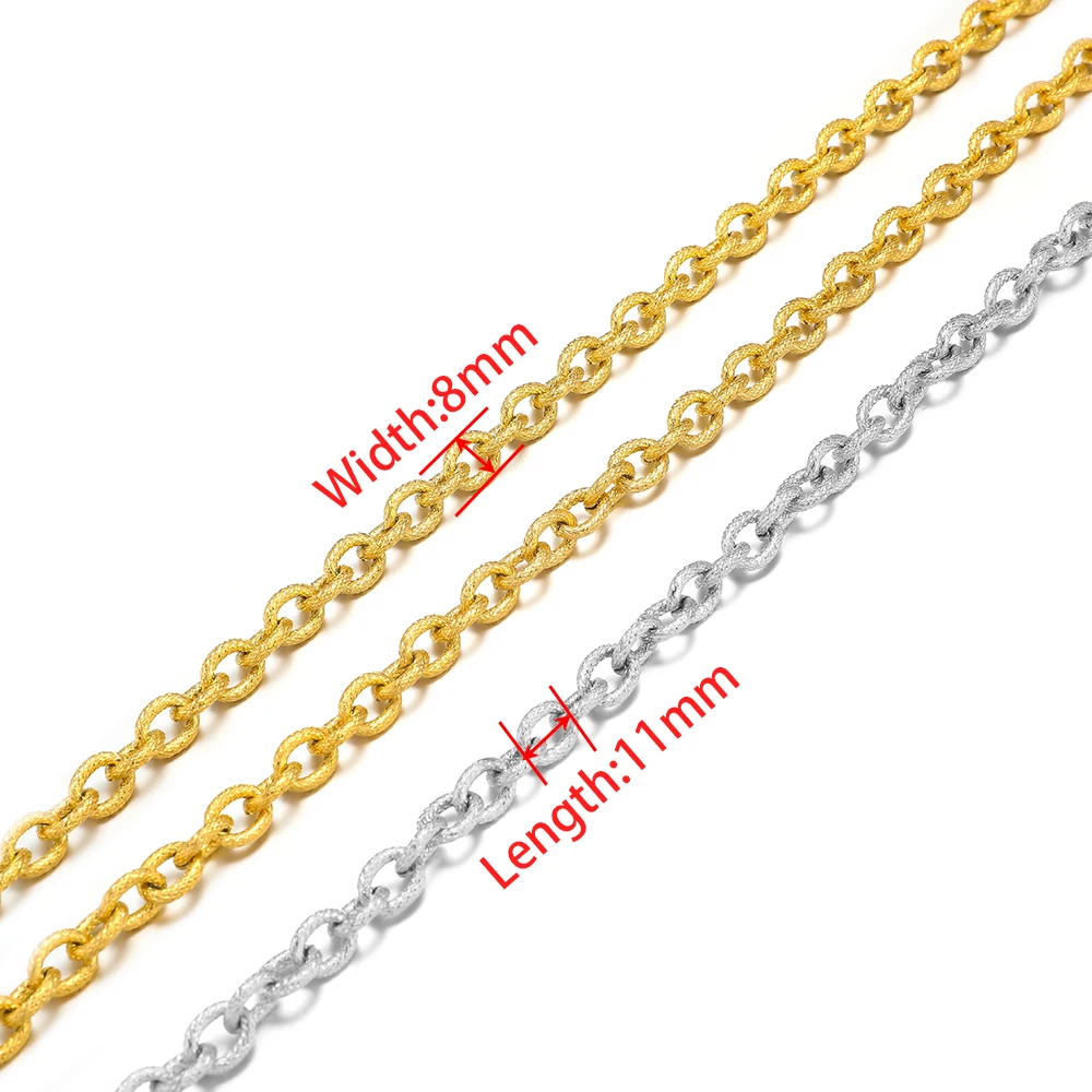 1 Meter Stainless Steel 8mm Width Gold Color Chunky Chain Textured Punk Choker Necklace for DIY Jewelry Making Findings Crafts