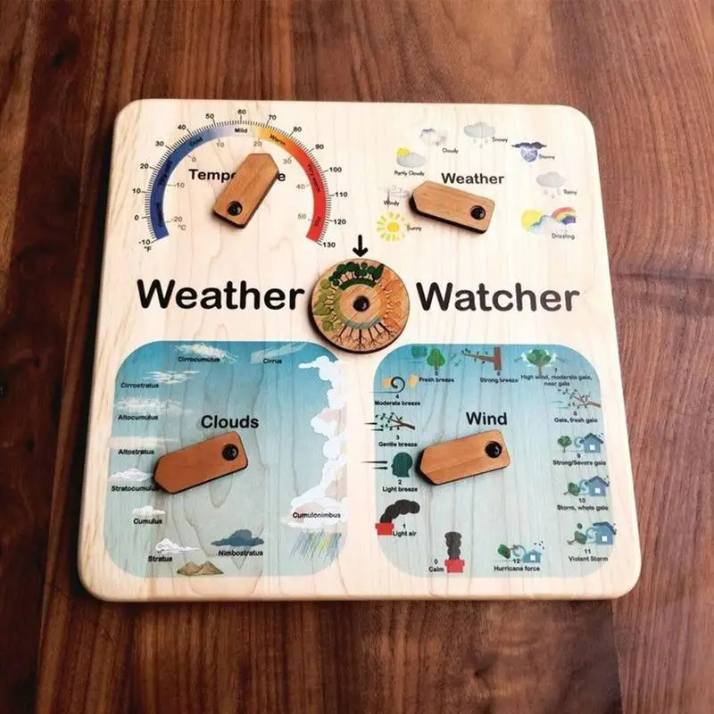 Montessori Wooden Toys Wooden Activity Board Weather Station Climate Teaching Toy Engaging Preschool Learning Activities For