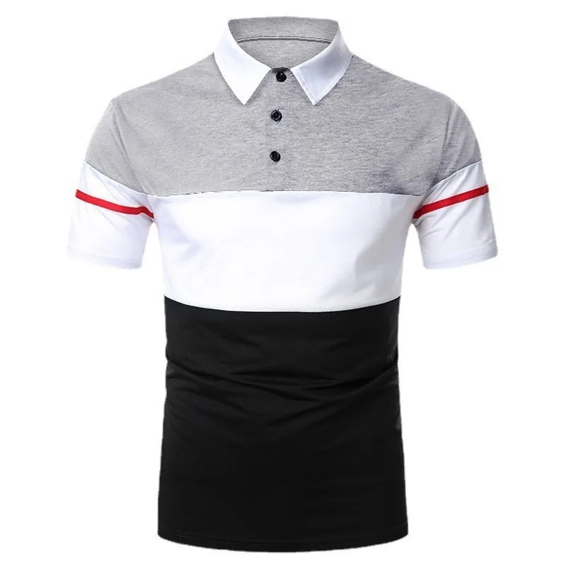 2024 Men's new lapel short-sleeve polo Amazon Express wish explosion lapel splicing T-shirt top