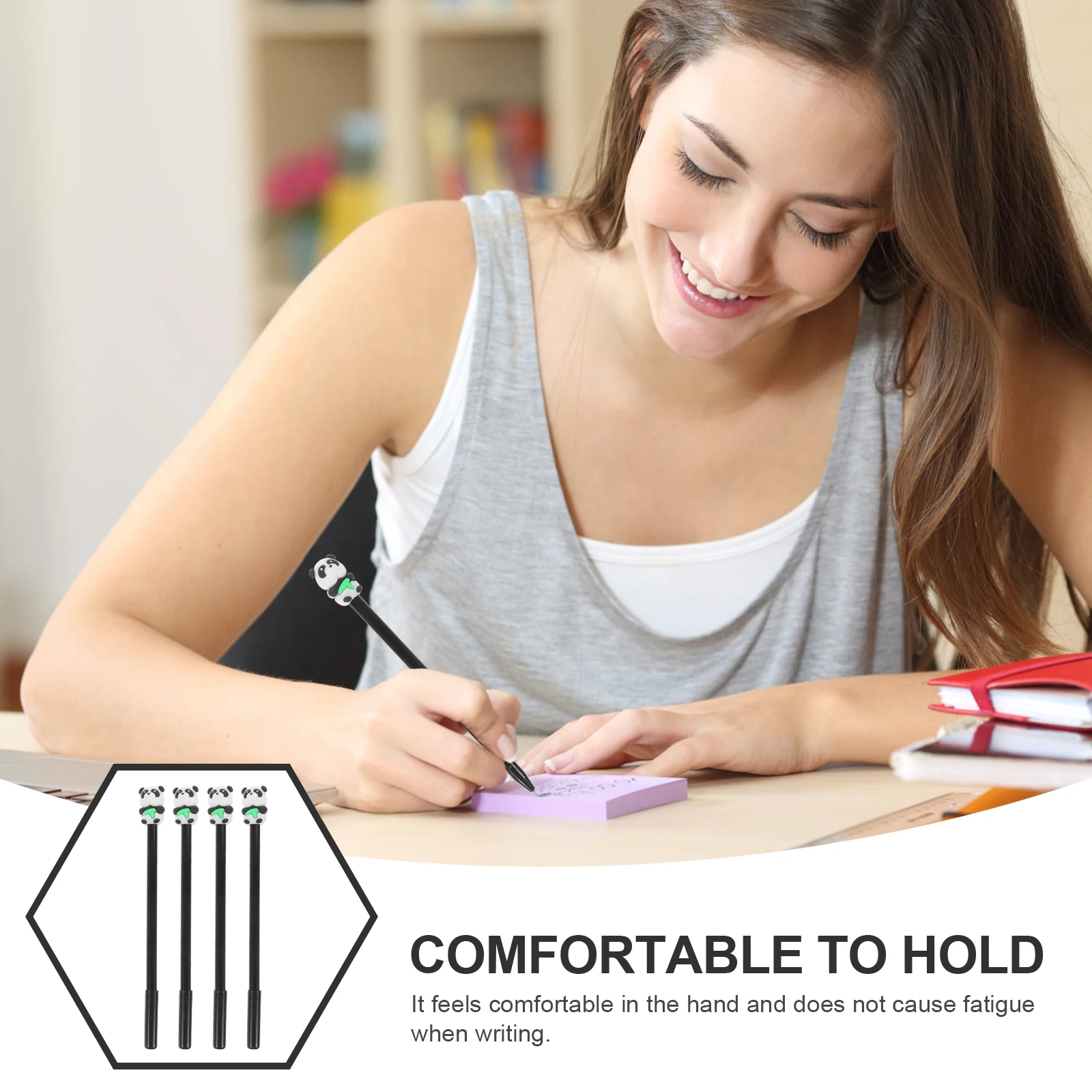 

12 Pcs Cartoon Panda Gel Cute Animal Design Pens for Students Smooth Writing Portable Plastic Pens for Study Office