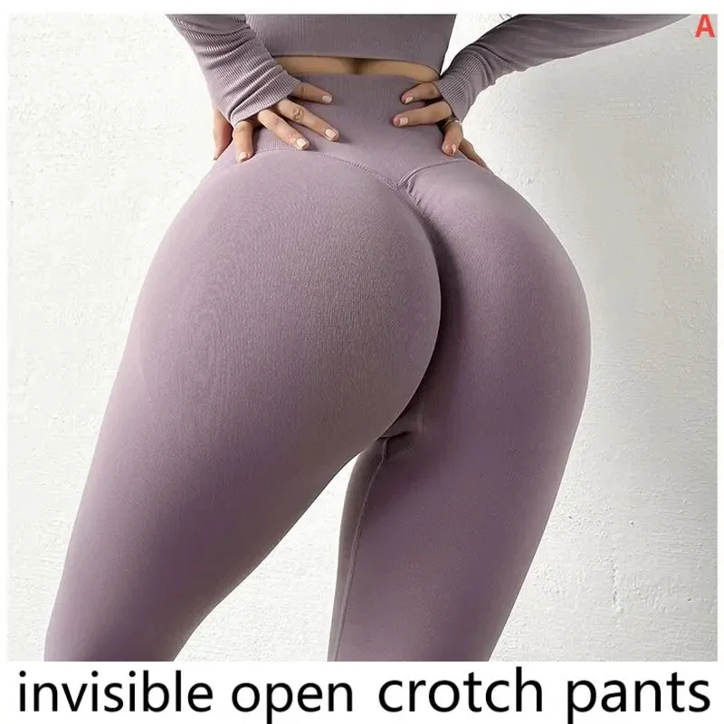 

Open-Crotch Pants Yoga Pants Outer Wear Pants Hip Lift Leggings with Double-Headed Invisible Zipper Couple Dating Straight into