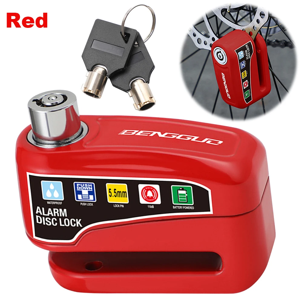 

Motorcycle Alarm Wheel Disk Brake Lock with Keys Bicycle Alarm Disc Brake Electric Lock Anti Theft for Bicycle Motor Scooter