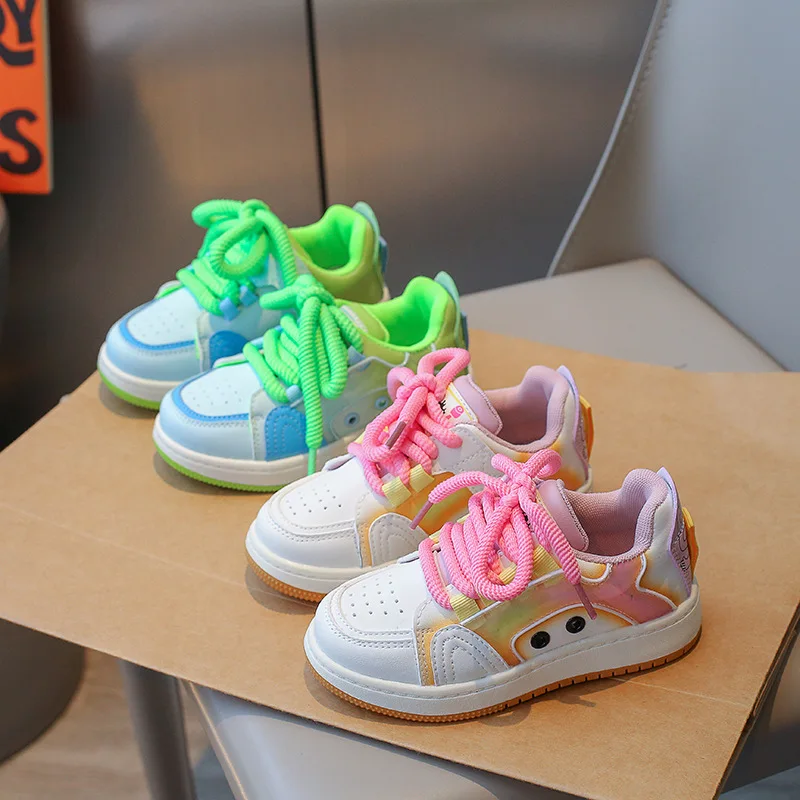 

New Children Lace-up Sneaker Platform Thick Sole Girls Boys Round Toe Mixed Color Luxury Comfortable Kids Outdoor Sports Shoes