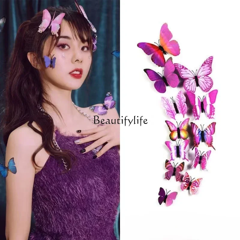 

Double Layer Colorized Butterfly Face Ornament, 3D Simulation, Face Pasters, Selfie Photo Props, Stage Makeup