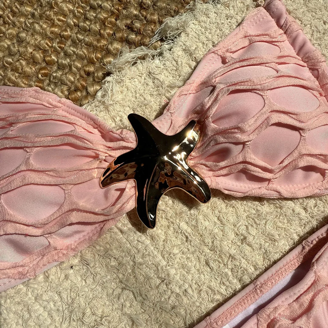 2026 Metallstern High-Cut-Bikini mit Riemchen für Damen, zweiteiliger Badeanzug, Badebekleidung, Badeanzug, Schwimmanzug V6817 – Detail 17