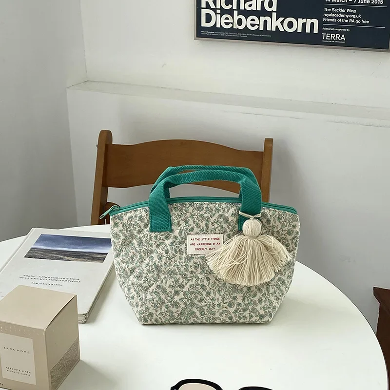 Gewatteerde Geïsoleerde Lunch Tas Koreaanse Kleine Tote Handtas Voor Vrouwen Kind Draagbare Kinderen School Geïsoleerde Lunchbox Voedsel Picknickzakken