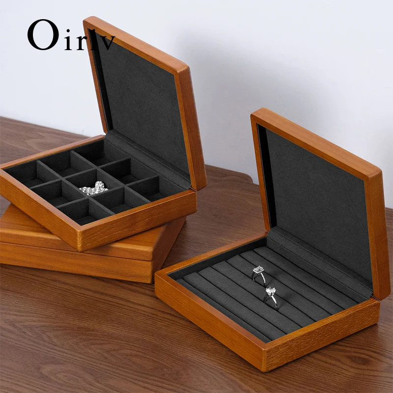 

Шкатулка для украшений Oirlv из массива дерева с суперволоконным покрытием, футляр для хранения серег и колец для модных аксессуаров