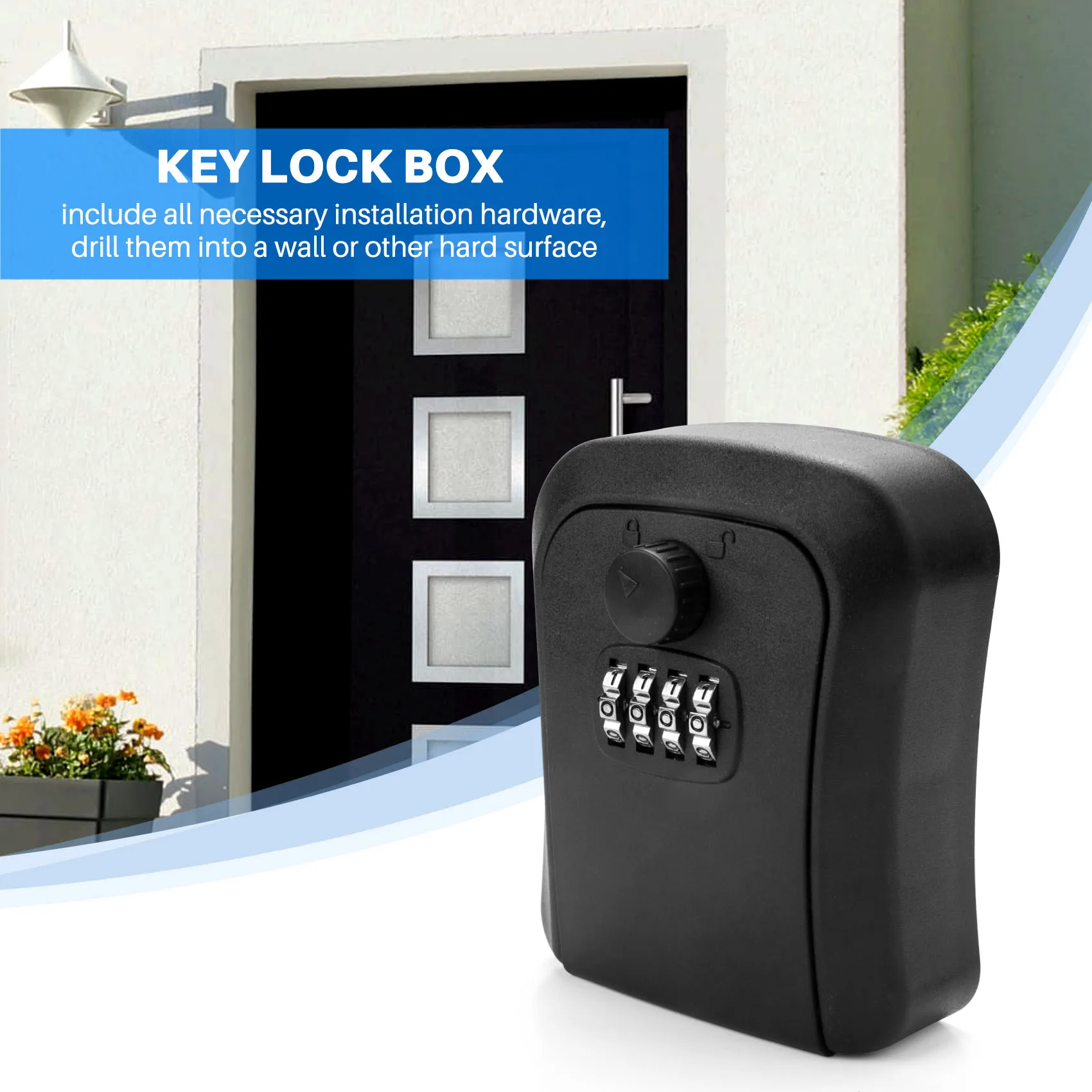 صندوق قفل مفتاح مثبت على الحائط ، تخزين مفتاح مكون من 4 أرقام ، سبائك الزنك