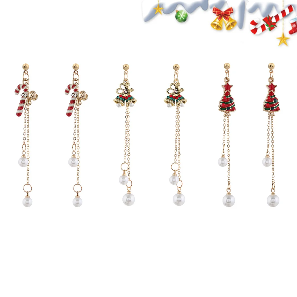 

3Pair Christmas Earrings Trendy Ear Studs Jewelry Ornaments Party Gift Women Accessories Christmas Earrings
