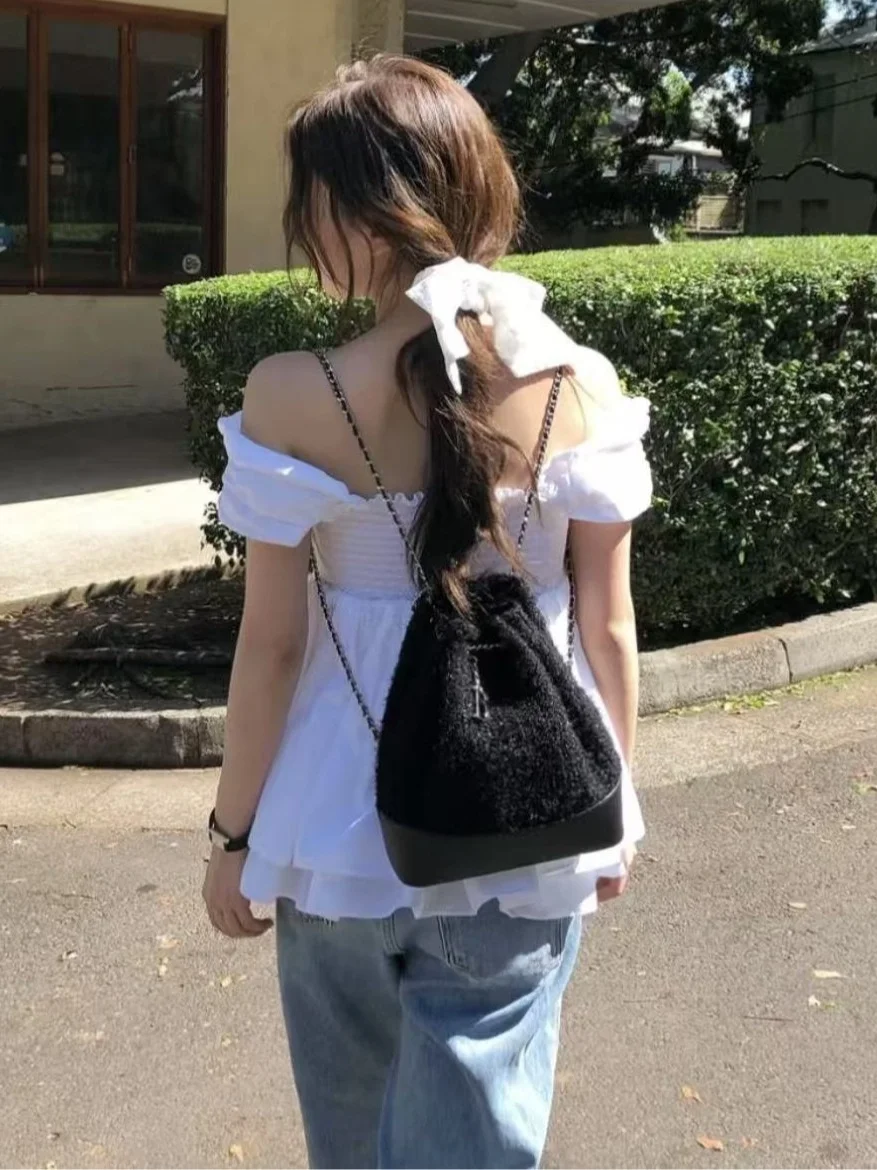 เสื้อกล้ามผู้หญิง ดีไซน์เว้าไหล่ข้างเดียว สไตล์เกาหลี แฟชั่นลำลอง สวมใส่สบาย