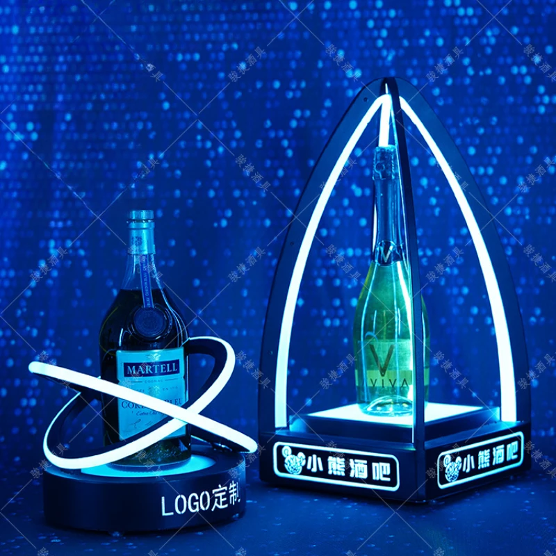 

Cross Ring Champagne and Wine Display Stand LED VIP Bottle Glorifier for Bars and Nightclubs Elegant Wine Holder Rack