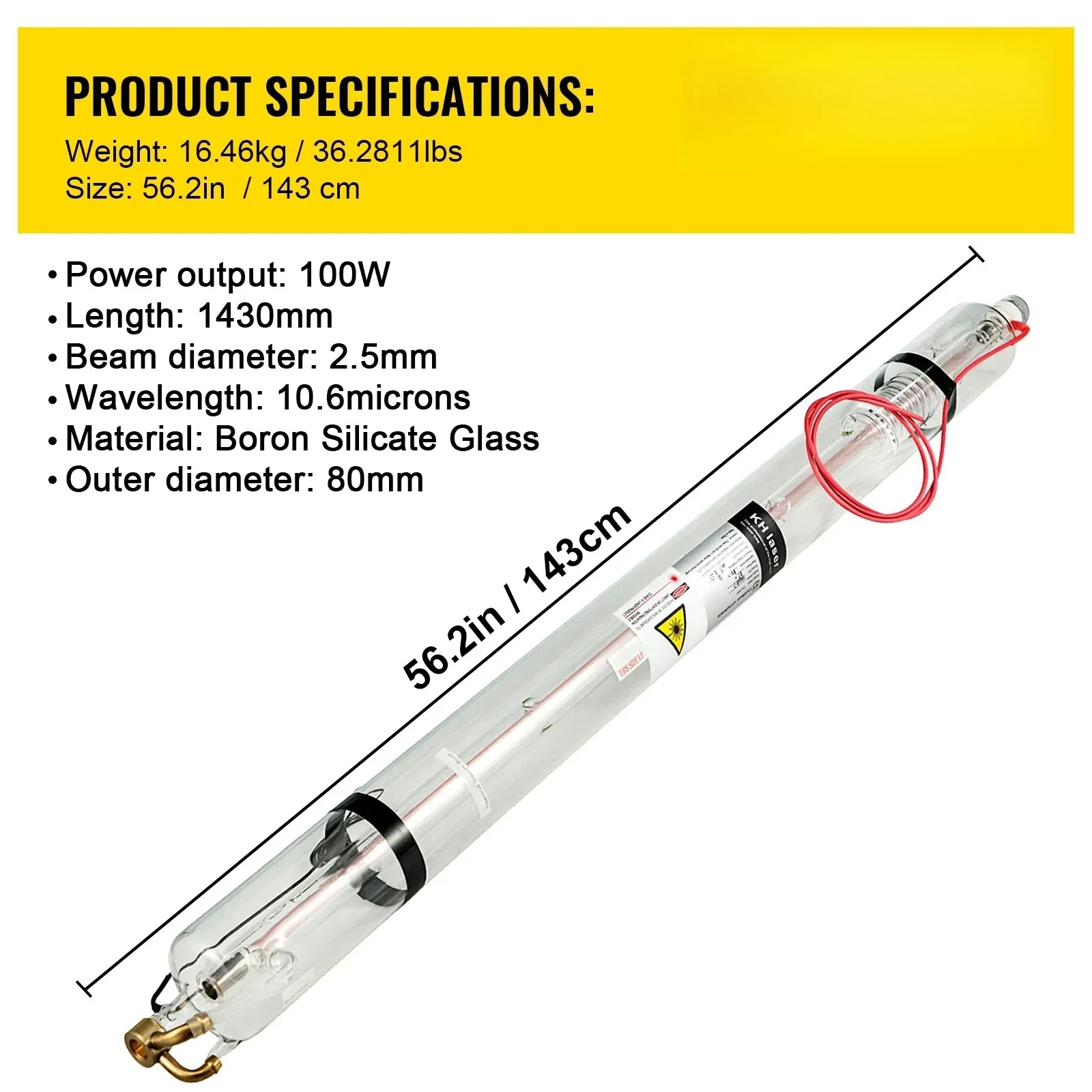 SIHAO CO2 Laserbuis 40W 50W 60W 80W 100W 130W 150W 700mm tot 1830mm Lengte Glas 80mm Dia Lange Levensduur Voor Laser Machine